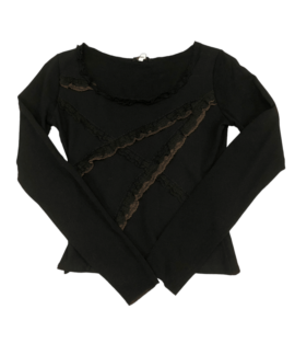Mesh Top Vintage Czarny Falbanki (m)